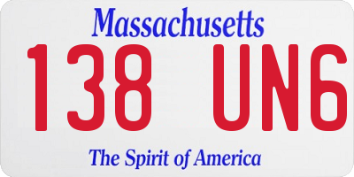 MA license plate 138UN6