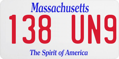 MA license plate 138UN9