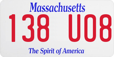 MA license plate 138UO8