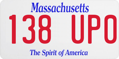 MA license plate 138UP0