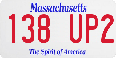 MA license plate 138UP2
