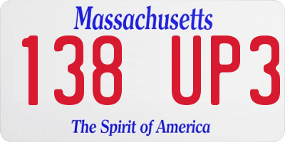 MA license plate 138UP3