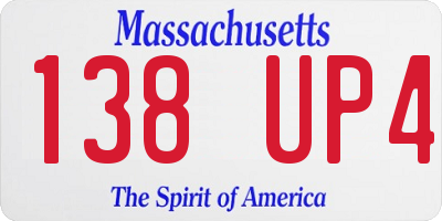 MA license plate 138UP4