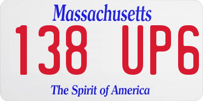 MA license plate 138UP6