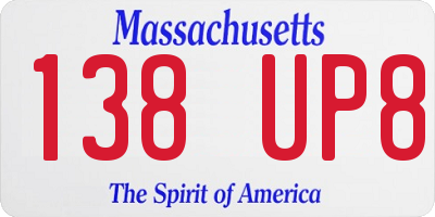 MA license plate 138UP8