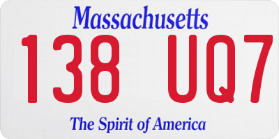 MA license plate 138UQ7