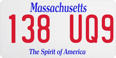 MA license plate 138UQ9