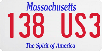 MA license plate 138US3