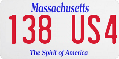 MA license plate 138US4