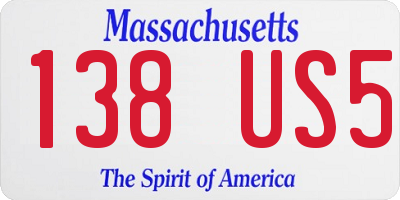 MA license plate 138US5