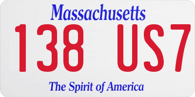 MA license plate 138US7