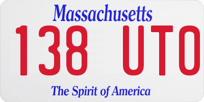 MA license plate 138UT0