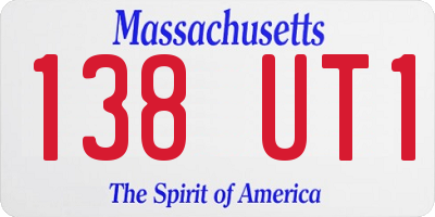 MA license plate 138UT1