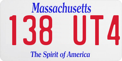 MA license plate 138UT4