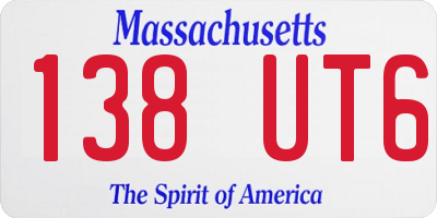 MA license plate 138UT6