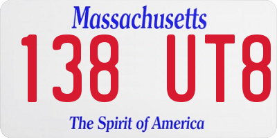 MA license plate 138UT8