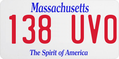 MA license plate 138UV0