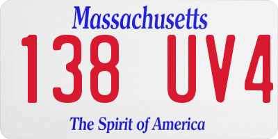 MA license plate 138UV4