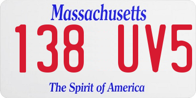 MA license plate 138UV5