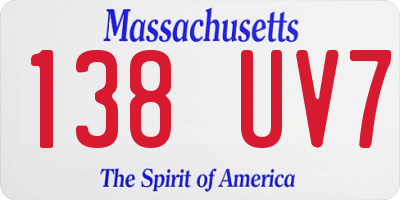 MA license plate 138UV7