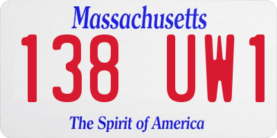 MA license plate 138UW1