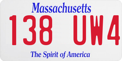 MA license plate 138UW4