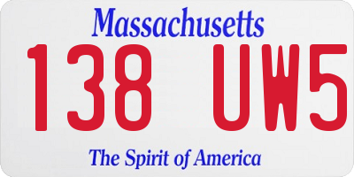 MA license plate 138UW5