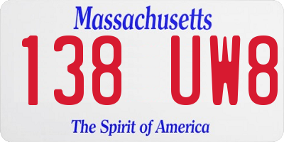 MA license plate 138UW8