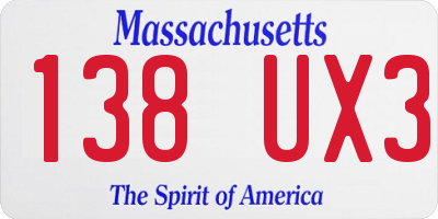 MA license plate 138UX3