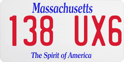 MA license plate 138UX6