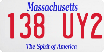 MA license plate 138UY2