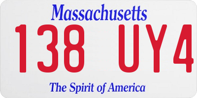 MA license plate 138UY4