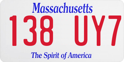 MA license plate 138UY7
