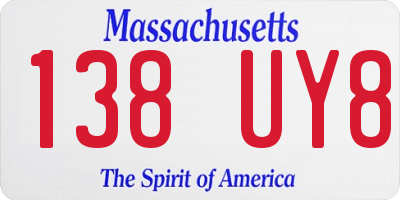 MA license plate 138UY8