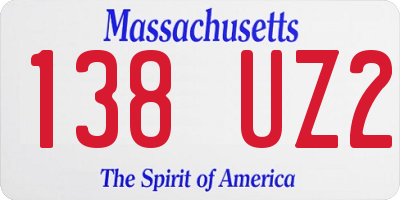 MA license plate 138UZ2