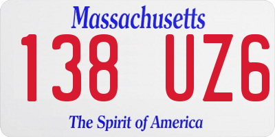 MA license plate 138UZ6