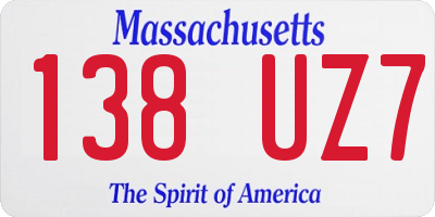 MA license plate 138UZ7