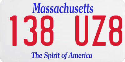 MA license plate 138UZ8
