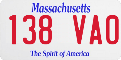 MA license plate 138VA0