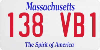 MA license plate 138VB1