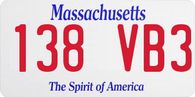 MA license plate 138VB3