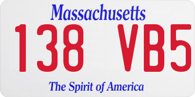 MA license plate 138VB5