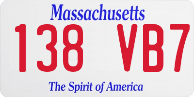 MA license plate 138VB7