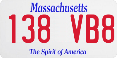 MA license plate 138VB8