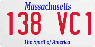 MA license plate 138VC1