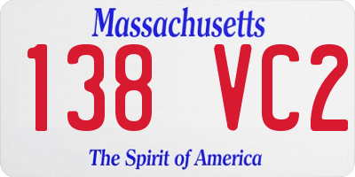 MA license plate 138VC2