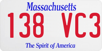 MA license plate 138VC3
