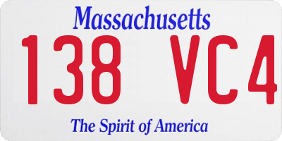 MA license plate 138VC4