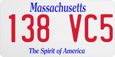 MA license plate 138VC5