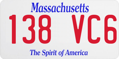 MA license plate 138VC6
